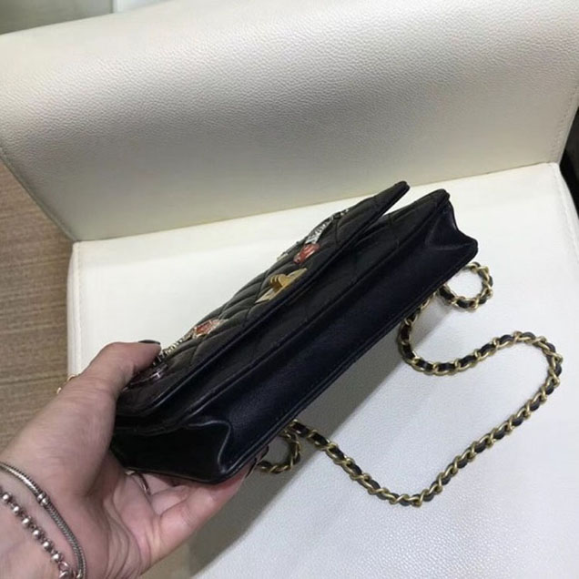 Chanel Lucky Charms Reissue Wallet On Chain WOC Bag Black 2018