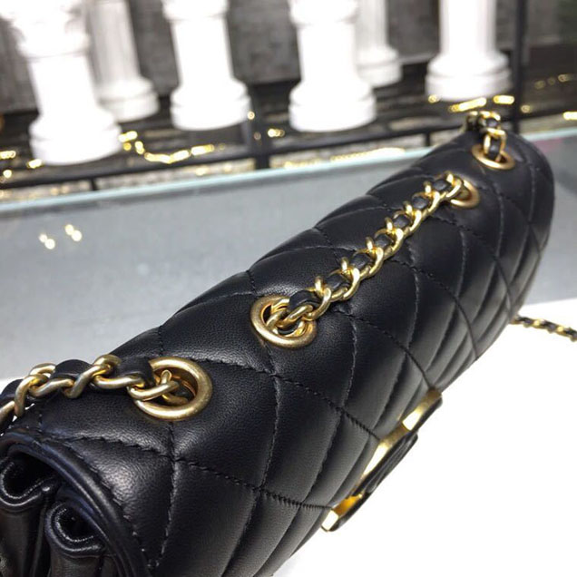 Chanel Enamel CC Flap Bag 22cm Aged Gold Hardware Lambskin Leather Mtiers d'Art Paris-Hamburg 2018 Collection Black