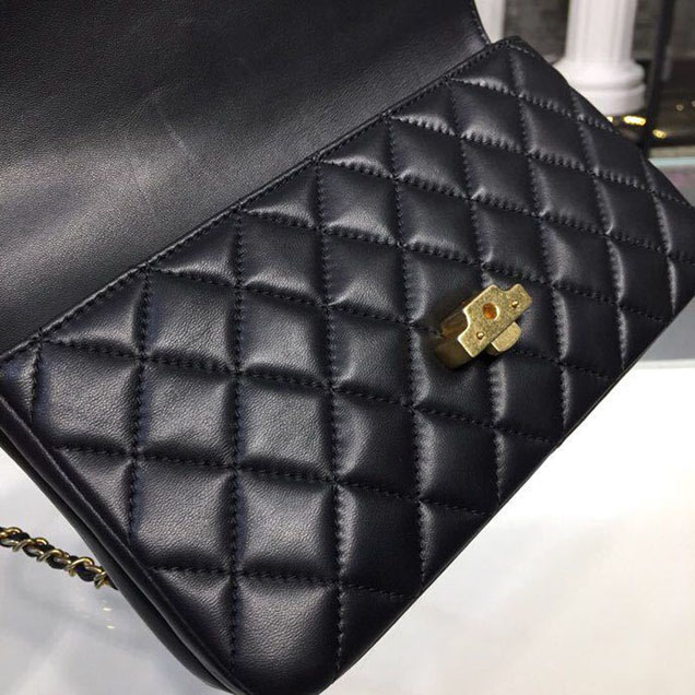 Chanel Enamel CC Flap Bag 22cm Aged Gold Hardware Lambskin Leather Mtiers d'Art Paris-Hamburg 2018 Collection Black