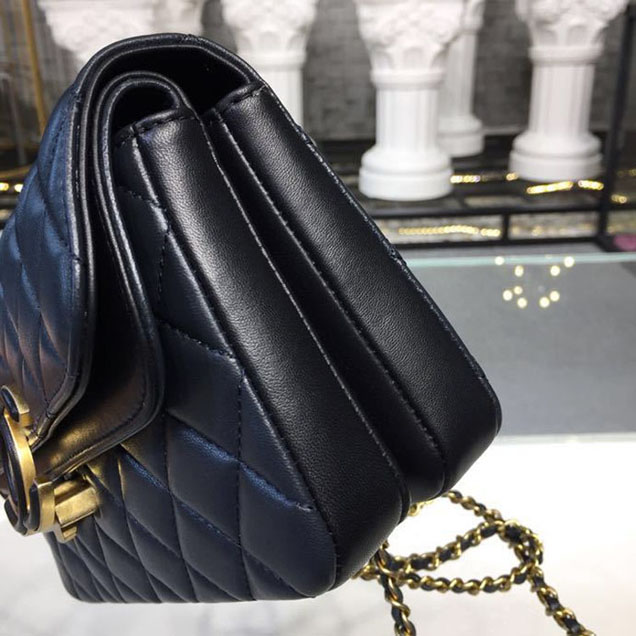 Chanel Enamel CC Flap Bag 22cm Aged Gold Hardware Lambskin Leather Metiers d'Art Paris-Hamburg 2018 Collection Navy