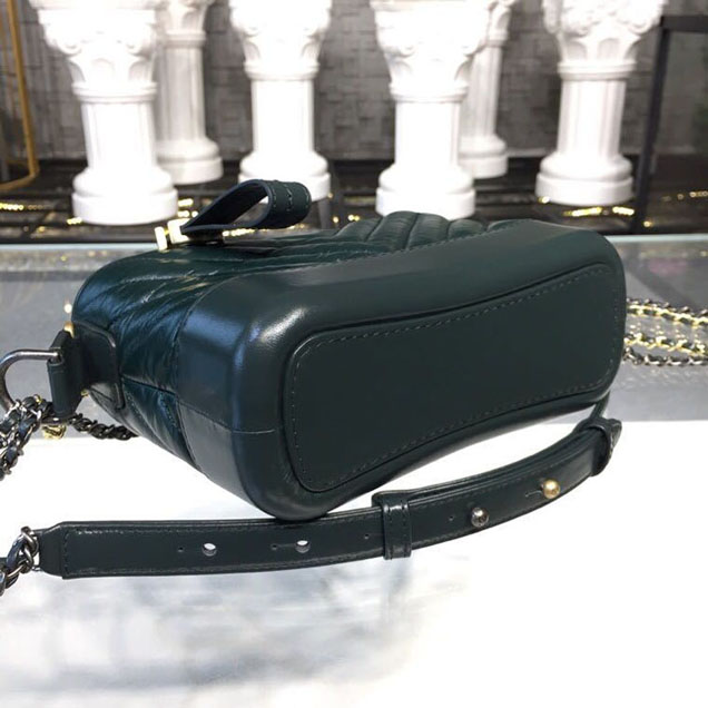Chanel Gabrielle Chevron Hobo Bag Small 20cm Lambskin Leather Spring Summer Act 2 2018 Collection Dark Green