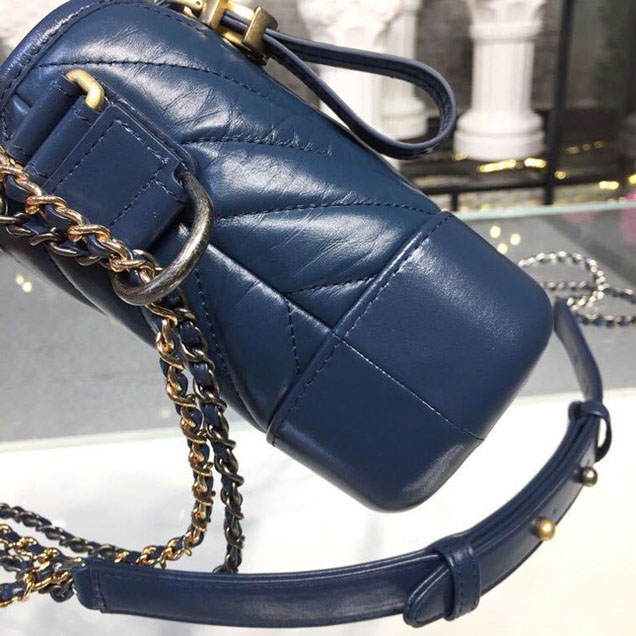 Chanel Gabrielle Chevron Hobo Bag Small 20cm Lambskin Leather Spring Summer Act 2 2018 Collection Navy
