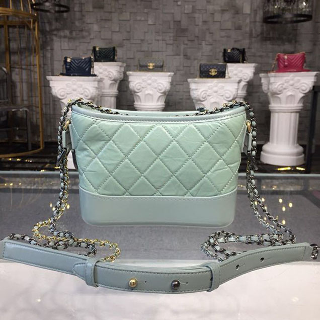Chanel Gabrielle Hobo Bag Small 20cm Lambskin Leather Spring Summer Act 2 2018 Collection Seagreen