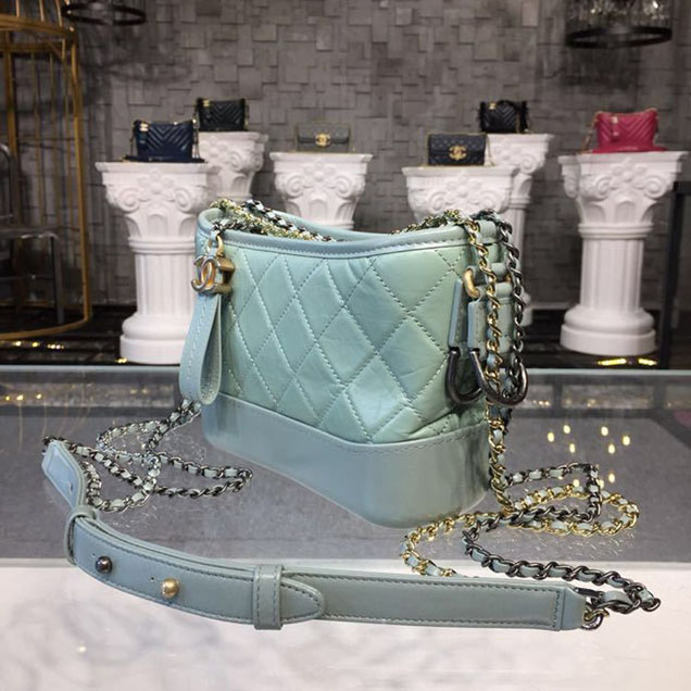 Chanel Gabrielle Hobo Bag Small 20cm Lambskin Leather Spring Summer Act 2 2018 Collection Seagreen
