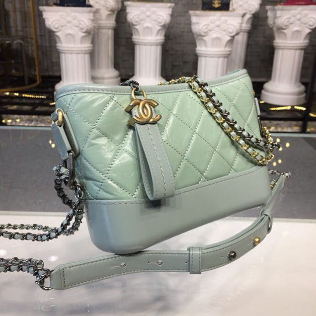 Chanel Gabrielle Hobo Bag Small 20cm Lambskin Leather Spring Summer Act 2 2018 Collection Seagreen