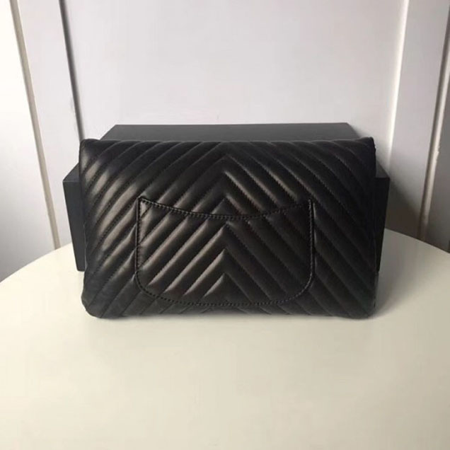 Chanel Lambskin Chevron Classic Clutch Bag A57650 Black 2018