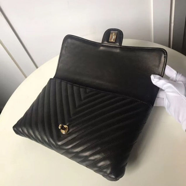 Chanel Lambskin Chevron Classic Clutch Bag A57650 Black 2018