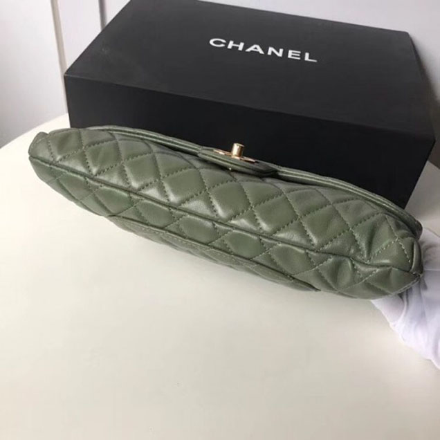 Chanel Lambskin Classic Quilted Clutch Bag A57650 Army Green 2018