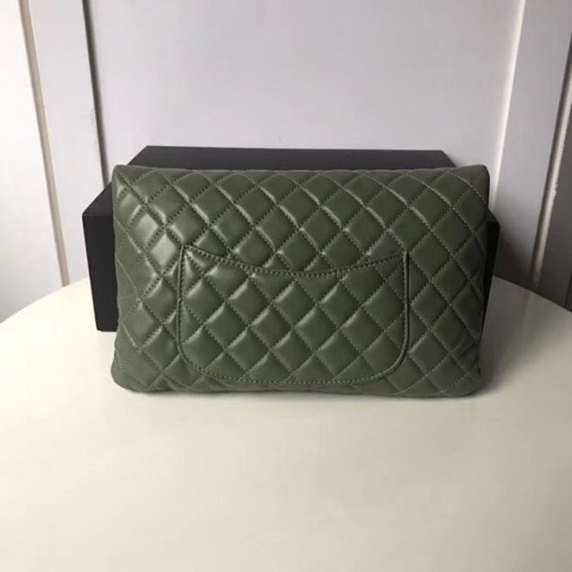 Chanel Lambskin Classic Quilted Clutch Bag A57650 Army Green 2018
