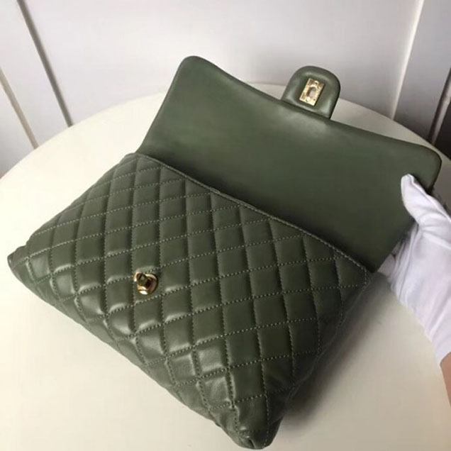 Chanel Lambskin Classic Quilted Clutch Bag A57650 Army Green 2018