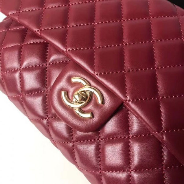 Chanel Lambskin Classic Quilted Clutch Bag A57650 Dark Red 2018