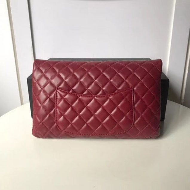 Chanel Lambskin Classic Quilted Clutch Bag A57650 Dark Red 2018