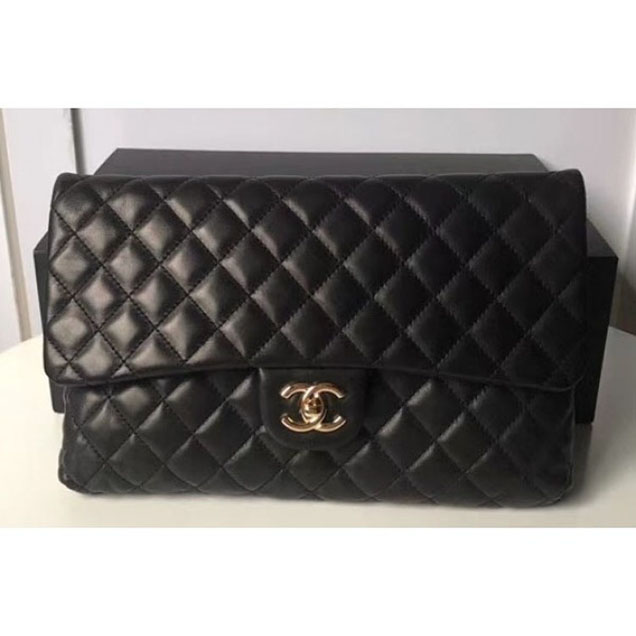 Chanel Lambskin Classic Quilted Clutch Bag A57650 Black 2018