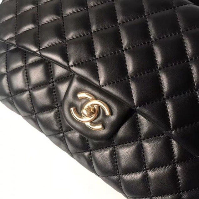 Chanel Lambskin Classic Quilted Clutch Bag A57650 Black 2018
