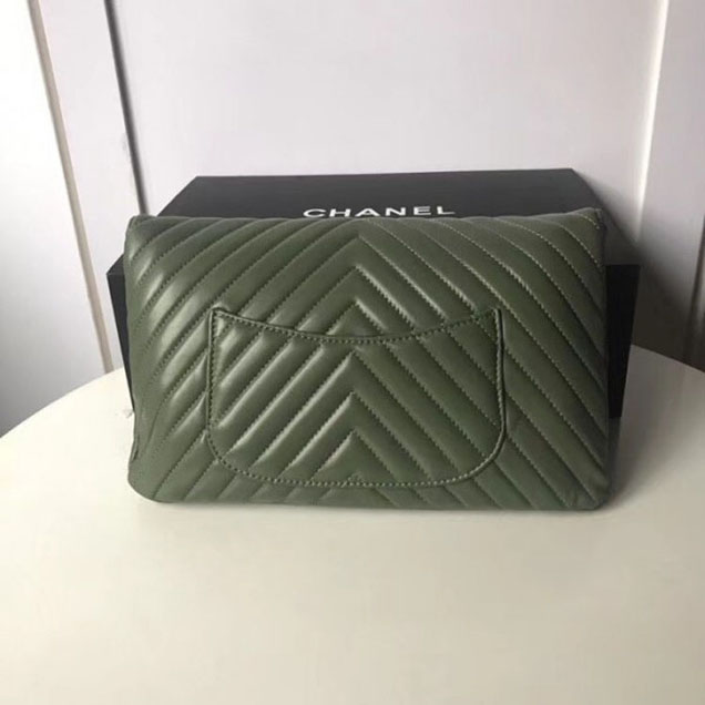 Chanel Lambskin Chevron Classic Clutch Bag A57650 Army Green 2018