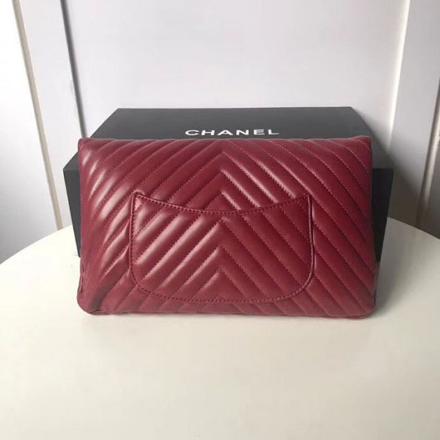 Chanel Lambskin Chevron Classic Clutch Bag A57650 Dark Red 2018