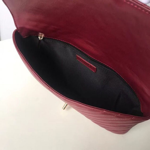 Chanel Lambskin Chevron Classic Clutch Bag A57650 Dark Red 2018