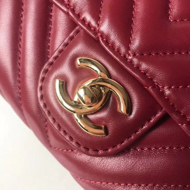Chanel Lambskin Chevron Classic Clutch Bag A57650 Dark Red 2018
