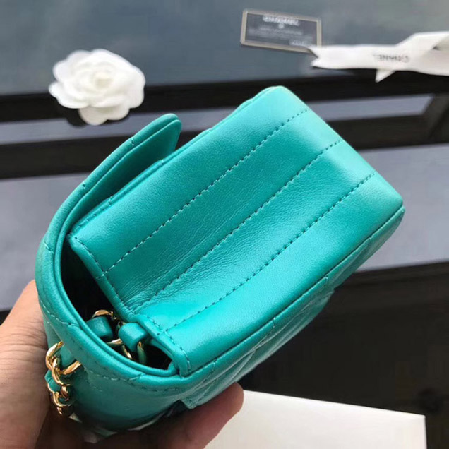 Chanel Chevron Small Flap Bag 20cm Green 2018