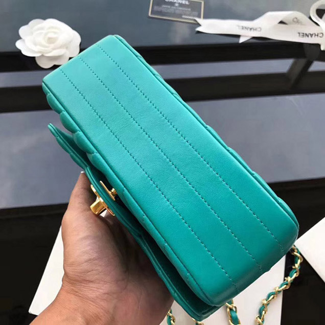 Chanel Chevron Small Flap Bag 20cm Green 2018
