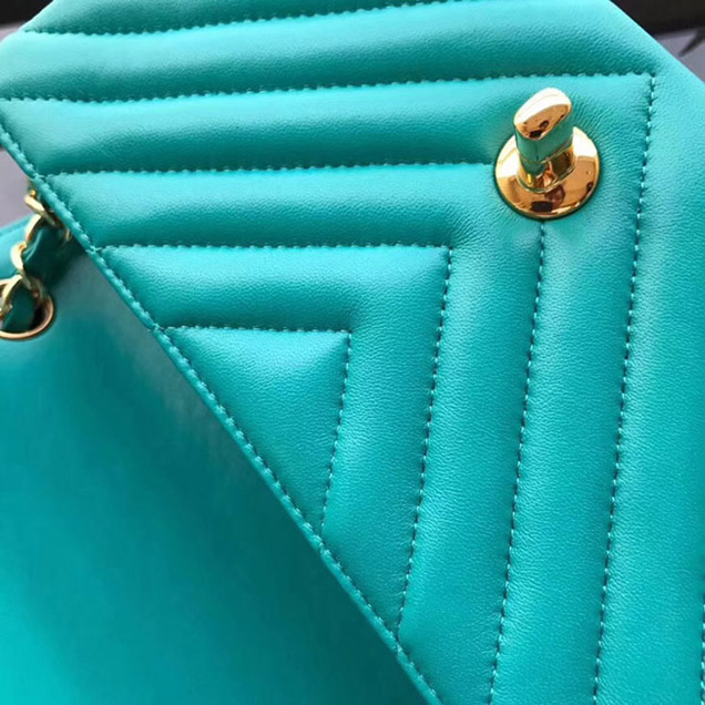 Chanel Chevron Small Flap Bag 20cm Green 2018