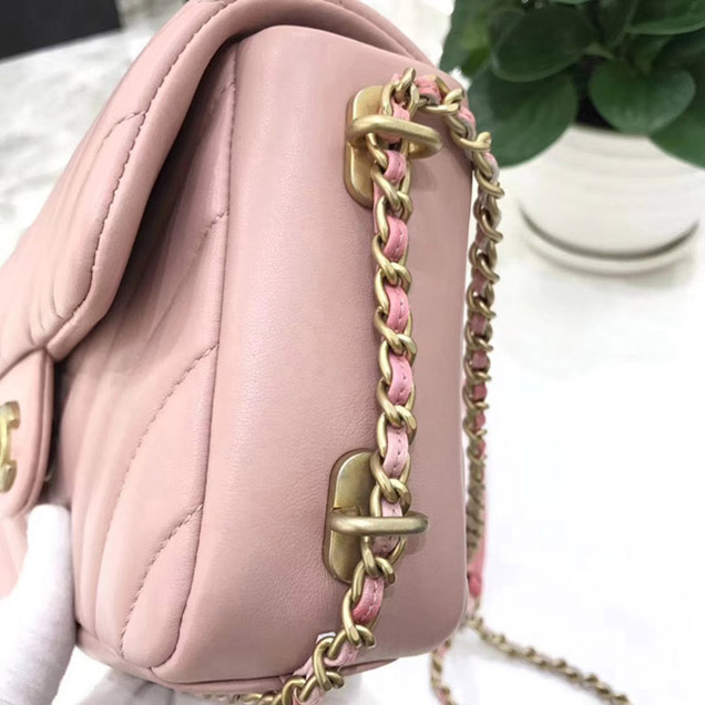 Chanel Chevron Multicolor Chain Small Flap Bag Light Pink 2018