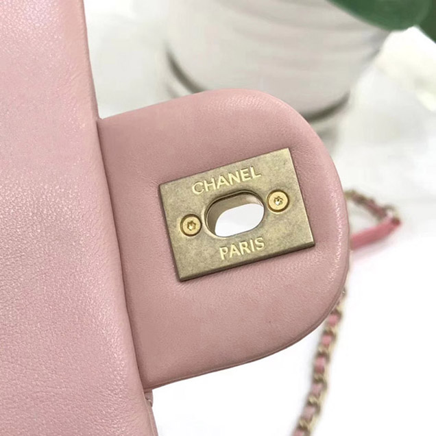 Chanel Chevron Multicolor Chain Small Flap Bag Light Pink 2018