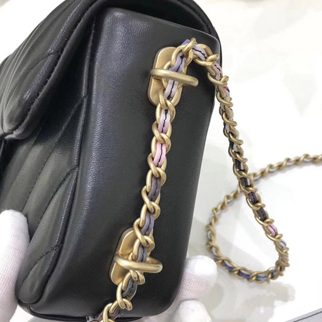 Chanel Chevron Multicolor Chain Small Flap Bag Black 2018