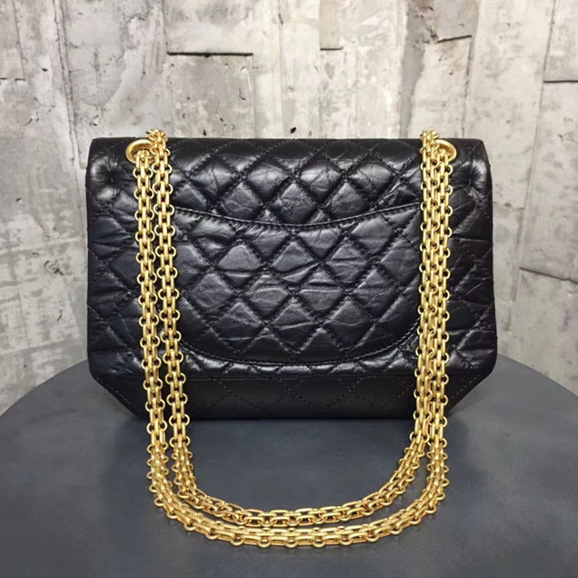 Chanel Aged Metallic Black Calfskin Medium Classic Flap Bag 28cm 2018