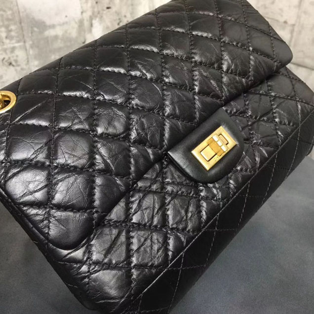 Chanel Aged Metallic Black Calfskin Medium Classic Flap Bag 28cm 2018