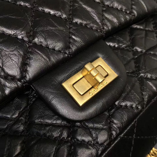 Chanel Aged Metallic Black Calfskin Medium Classic Flap Bag 28cm 2018