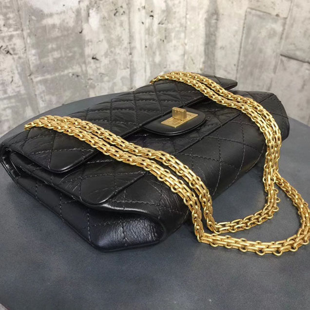 Chanel Aged Metallic Black Calfskin Medium Classic Flap Bag 28cm 2018