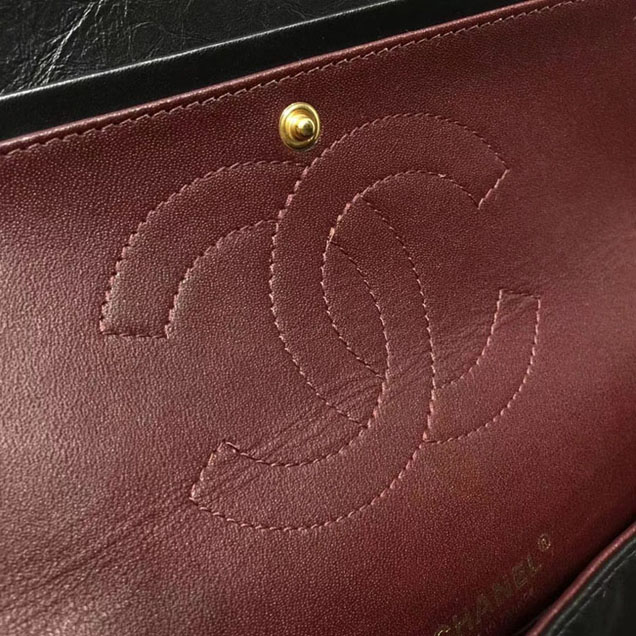 Chanel Aged Metallic Black Calfskin Medium Classic Flap Bag 28cm 2018