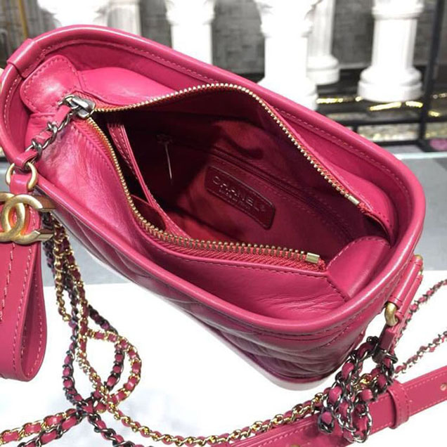Chanel Gabrielle Chevron Hobo Bag Small 20cm Aged Calfskin Leather Spring ummer Act 1 2018 Collection Pink