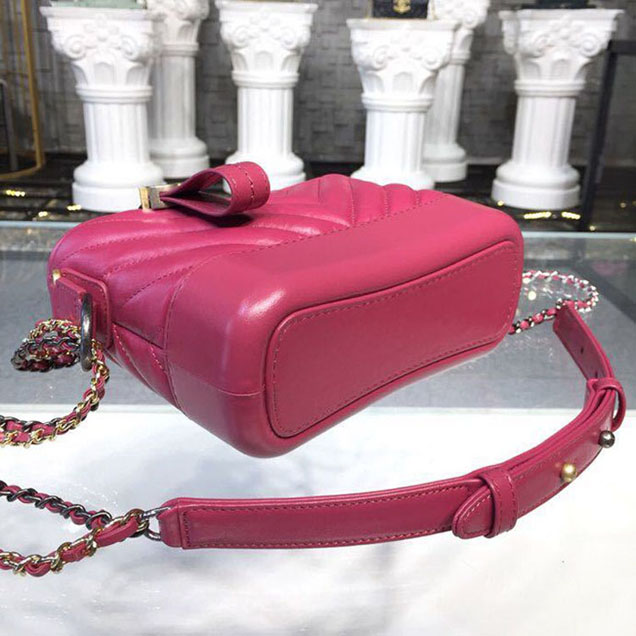 Chanel Gabrielle Chevron Hobo Bag Small 20cm Aged Calfskin Leather Spring Summer Act 2 2018 Collection Red Pink