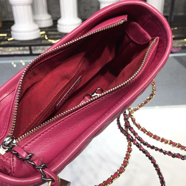 Chanel Gabrielle Chevron Hobo Bag Small 20cm Aged Calfskin Leather Spring Summer Act 2 2018 Collection Red Pink