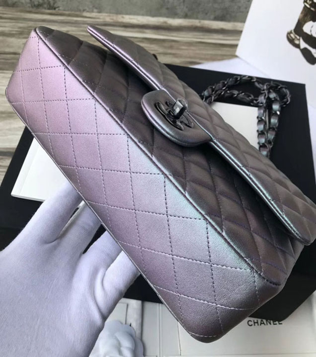 Chanel Original Quilting Lambskin Meiudm Silver Classic Flap Bag Silver-Tone Metal