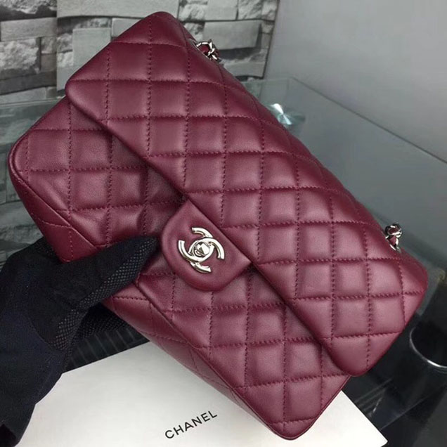 Chanel Flap Shoulder Bag Original sheepskin Leather A1112 fuchsia silver chain