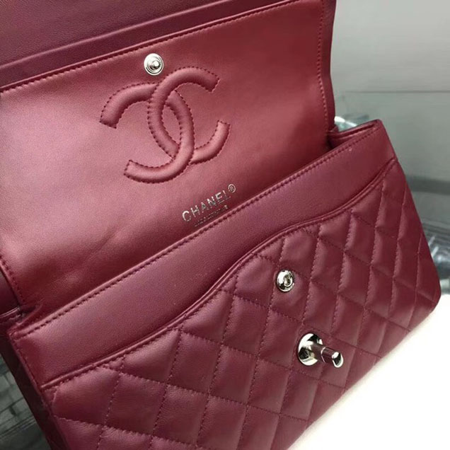 Chanel Flap Shoulder Bag Original sheepskin Leather A1112 fuchsia silver chain