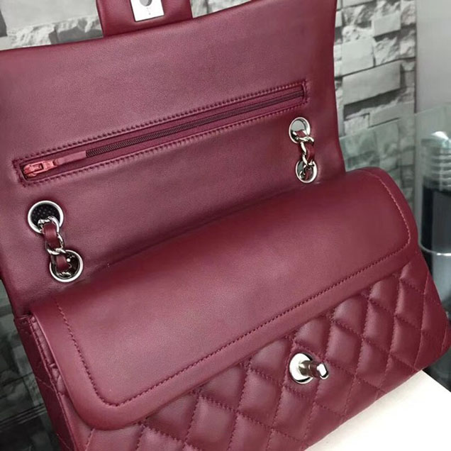 Chanel Flap Shoulder Bag Original sheepskin Leather A1112 fuchsia silver chain