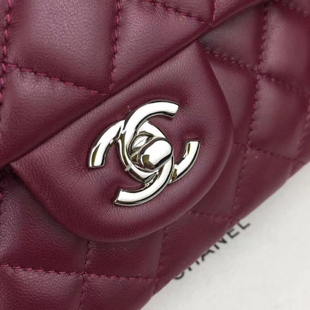 Chanel Flap Shoulder Bag Original sheepskin Leather A1112 fuchsia silver chain
