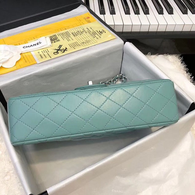 Chanel Classic original Sheepskin Leather Shoulder Bag A1112 Light green silver chain