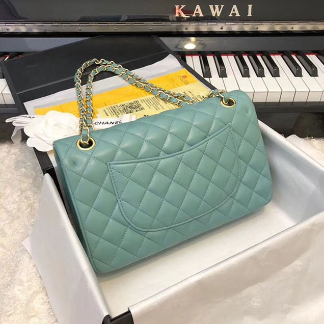 Chanel Flap Shoulder Bag Original sheepskin Leather A1112 Light green gold chain