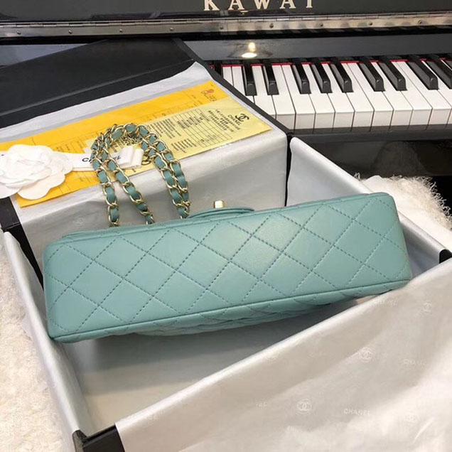 Chanel Flap Shoulder Bag Original sheepskin Leather A1112 Light green gold chain