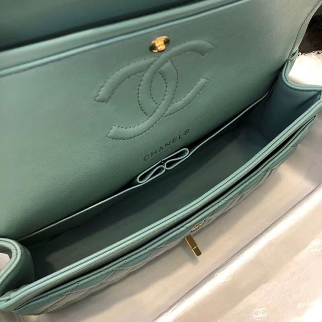 Chanel Flap Shoulder Bag Original sheepskin Leather A1112 Light green gold chain