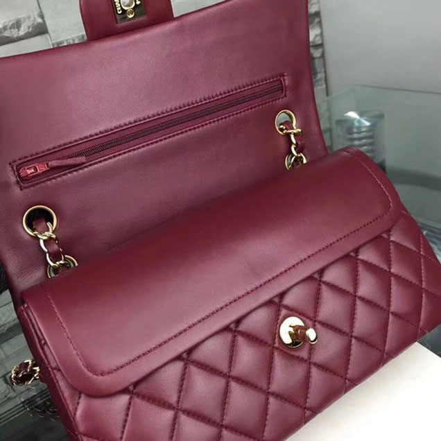 Chanel Flap Shoulder Bag Original sheepskin Leather A1112 fuchsia gold chain