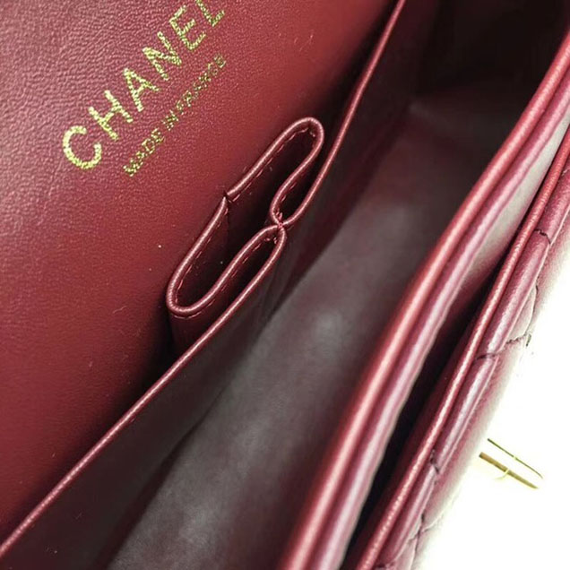 Chanel Flap Shoulder Bag Original sheepskin Leather A1112 fuchsia gold chain