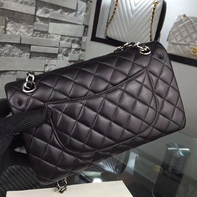 Chanel Classic original Sheepskin Leather Shoulder Bag A1112 black silver chain