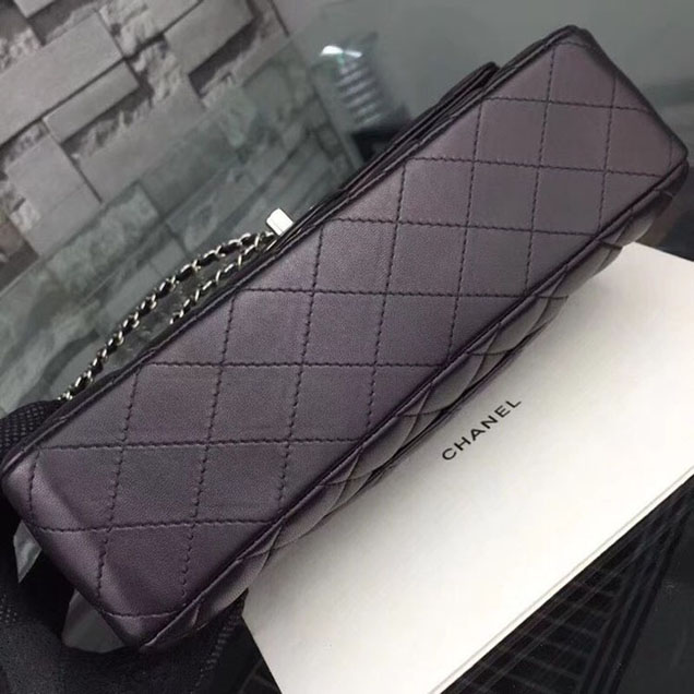Chanel Classic original Sheepskin Leather Shoulder Bag A1112 black silver chain