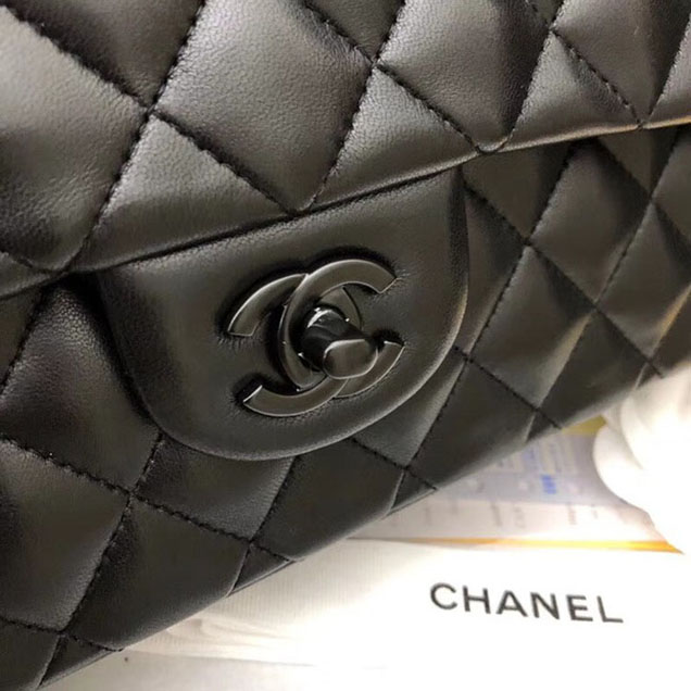 Chanel Flap Shoulder Bag Original sheepskin Leather A1112 black black chain